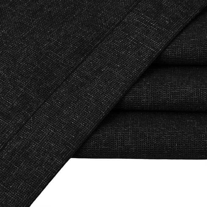 100% Blackout Linen Textured Curtains for Children's Room, Bedroom, Light Weight Curtains with Grommets Top, Full Blackout Curtains Privacy Protection, Black, 52" W x 63" L, 2 Panels