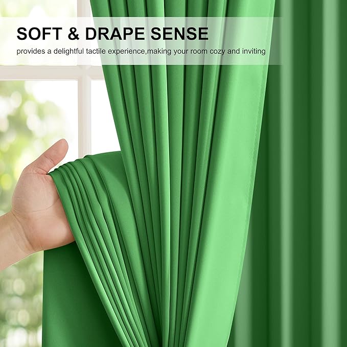 NICETOWN Forest Green Blackout Curtains, 2 Panels 52x84 Inches, Thermal Insulated & Energy Efficient Window Drapes for Bedroom & Living Room, Rod Pocket Back Tab, Full Shading for Light Sleepers