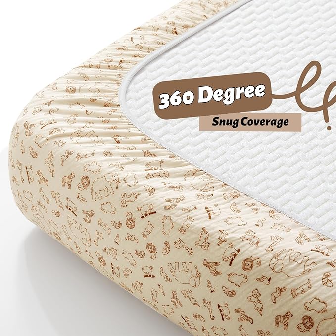 SiinvdaBZX 2 Pcs Muslin Crib Sheets Neutral, Ultra Soft Cotton Breathable Fitted Baby Crib Mattress Sheets for 52"x28" Standard Toddler Mattress (Animals + Acorn)