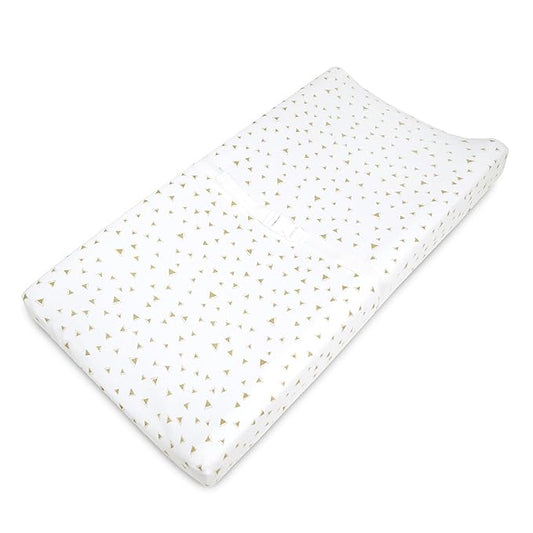 American Baby Company Printed 100% Cotton Knit Fitted Contoured Changing Table Pad Cover - Compatible with Mika Micky Bassinet, Taupe Triangle, for Boys and Girls