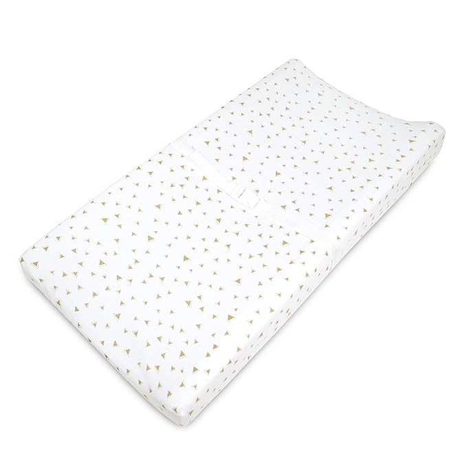 American Baby Company 2 Pack Printed 100% Cotton Knit Fitted Contoured Changing Table Pad Cover - Compatible with Mika Micky Bassinet, Taupe Feathers and Triangles, for Boys and Girls