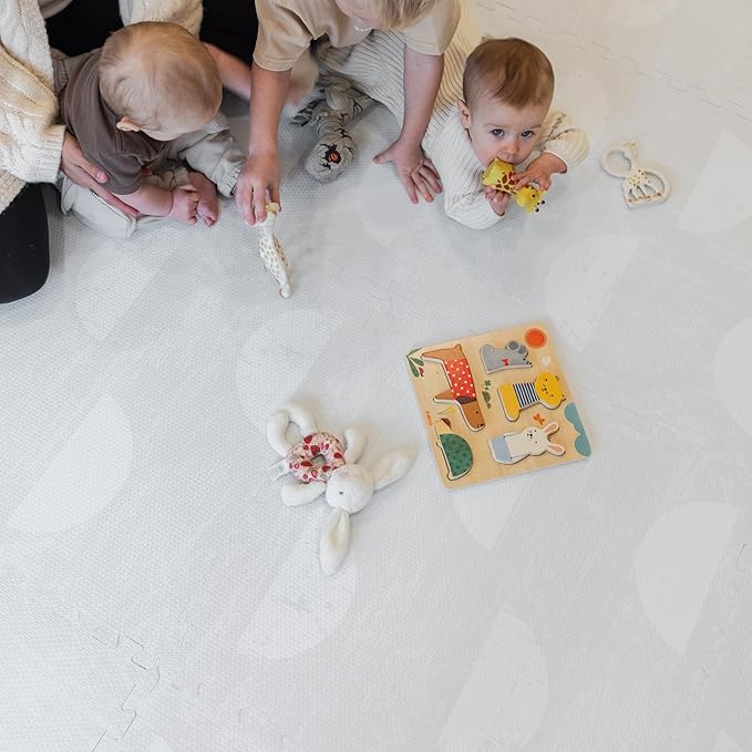 Baby Play Mat for Floor - Aura Pearl (6x6ft) - Premium EVA Foam Play Mat for Babies & Toddlers (Ages 0-5+) Non-Toxic Playmat for Tummy Time, Crawling & Playroom - Stylish & Comfortable