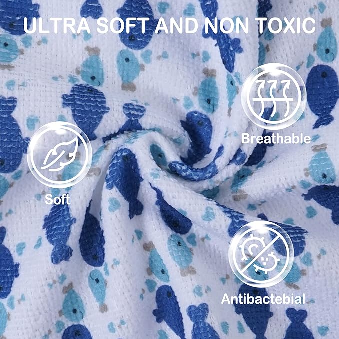 softan Baby Washcloths, 24Pack Baby Wash Cloths Extra Soft & Ultra Absorbent, Baby Towels and Washcloths Face Towel Unisex for Boys Girls Body, Washclothes Gentle on Sensitive Skin, 9x9 Whale & Anchor