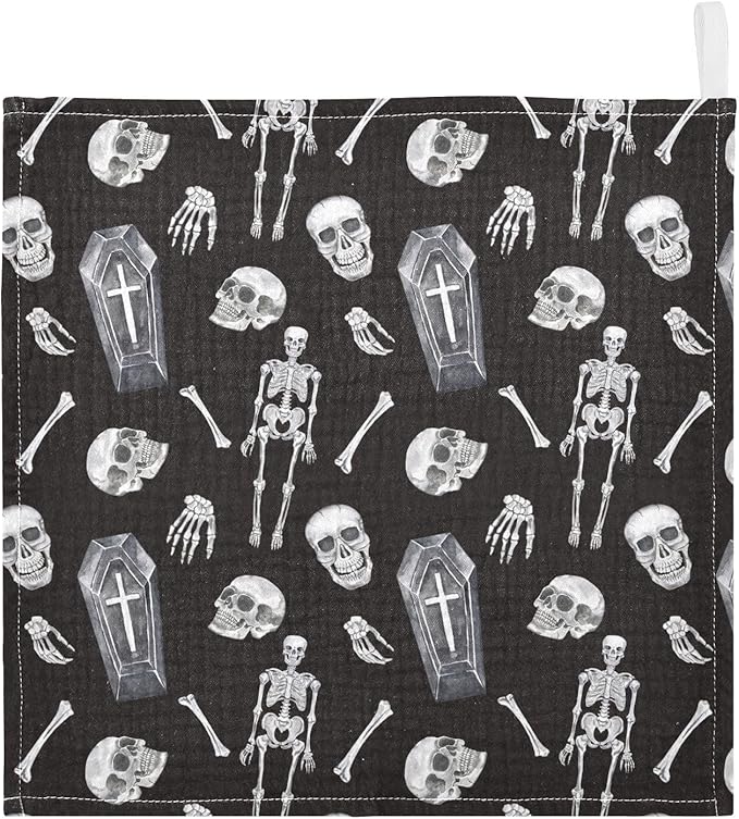 vvfelixl Baby Washcloths Cotton Creepy Skull Baby Muslin Washcloths Soft Baby Face Towel for Newborn Infants, 11.8 X 11.8 inch, one sizex5