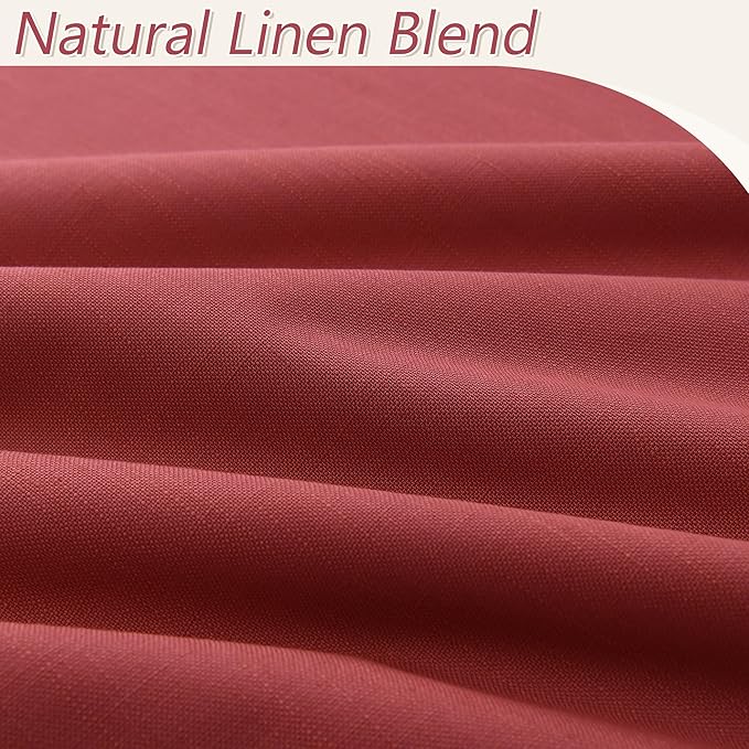 Guken Red 100% Blackout Curtains 84 Inch Length 2 Panels Set for Living Room Bedroom Back Tab Thermal Insulated Black Out Linen Drapes Room Darkening Window Curtains 84 Inches Long