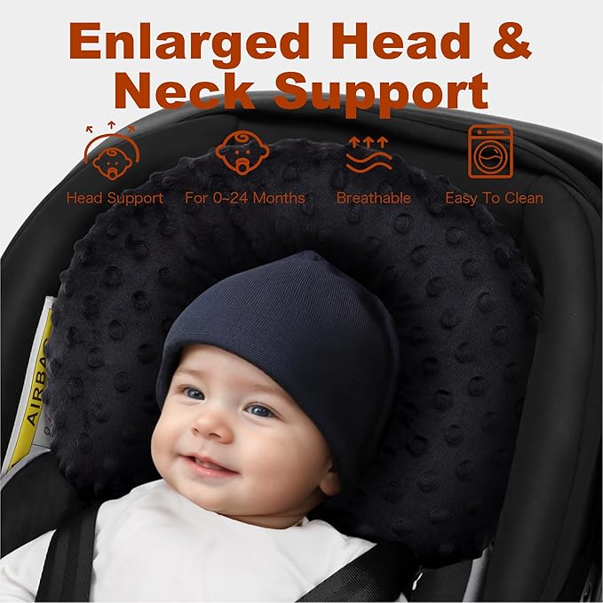 Pro Goleem Infant Car Seat Insert, Baby Head Neck Body Support, Soft Minky Newborn Car Seat Insert, 2-in-1 Reversible, Boys and Girls, Black