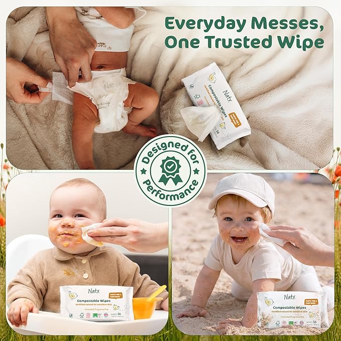 Eco by Naty Unscented Baby Plant based Compostable Wipes, 0% plastic, No nasty chemicals, White, 672 Count