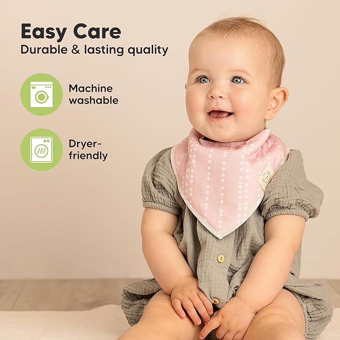 KeaBabies 8-Pack Organic Baby Bandana Bibs for Girls - Super Absorbent Triangle Baby Bibs for Drooling and Teething Infant, 100% Cotton Extra Soft for Newborn, Infant 0-36 Months (Prism)