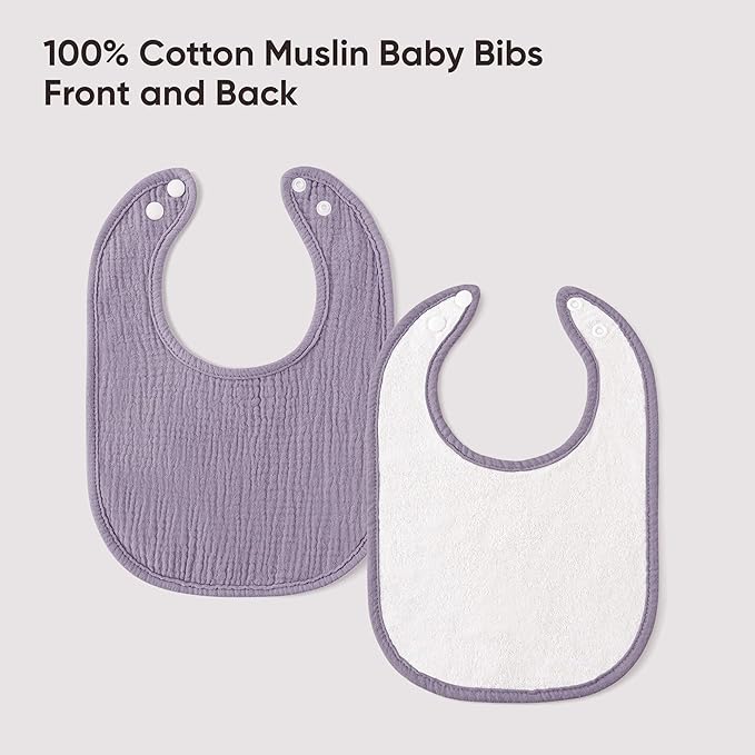 Bearmoss Baby Muslin Drooling Bibs 100% Cotton Square Adjustable Bibs Gift for Baby Girls Boys Teething Drool 8 Pack