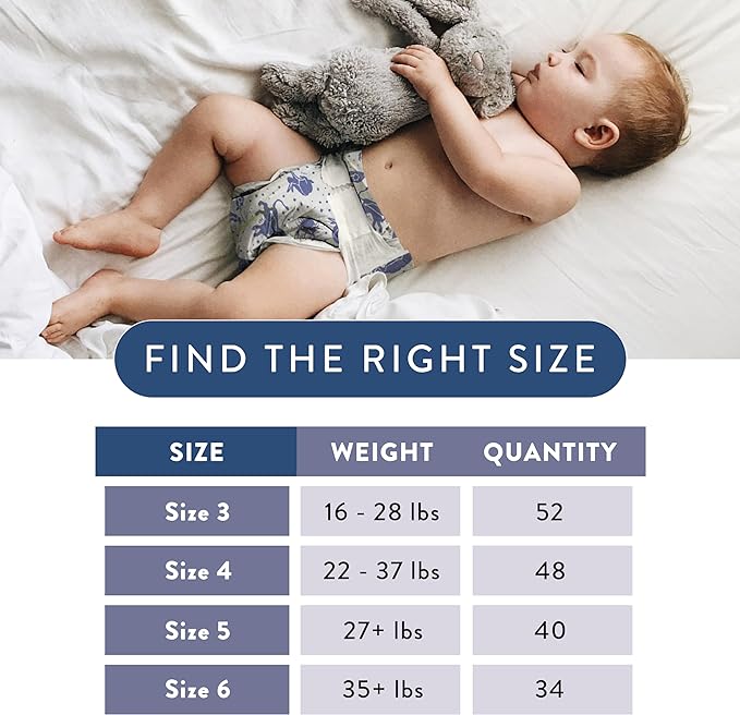 The Honest Company Comfort Dry Disposable Overnight Diapers for Sensitive Skin, Hypoallergenic, Baby Cozy Cloud and Star Signs Design Club Box Size 5 (27 lbs) 40 Count