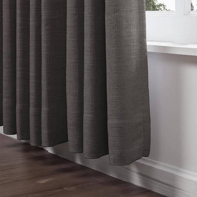 ChadMade Blackout Curtain 84 Inches Long Grommet Faux Linen Drape for Living Room Bedroom Children's Room 120Wx84L, 1 Panel, Chocolate Tart, Tallis Collection