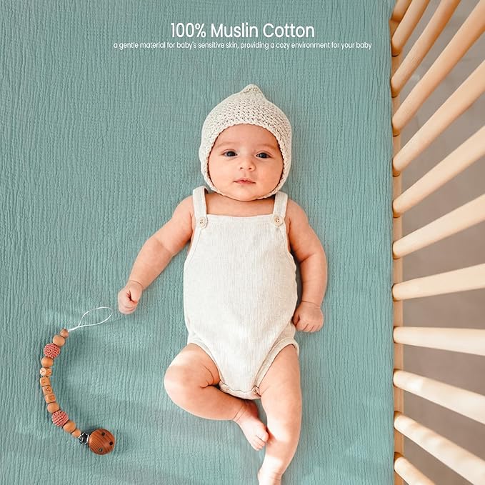 Lulu Moon Muslin Crib Sheets - Fitted Crib Mattress Sheets for Boys and Girl - 28"x 52", 2 Pack