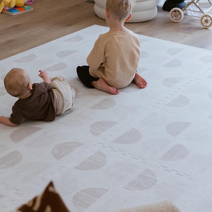 Baby Play Mat for Floor - Aura Oat (4x6ft) - Premium EVA Foam Play Mat for Babies & Toddlers (Ages 0-5+) Non-Toxic Playmat for Tummy Time, Crawling & Playroom - Stylish & Comfortable