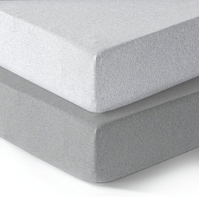 Dreamology Mini Crib Fitted Sheets,100% Cotton Crib Sheets for Boys, Girls,Mini Crib Mattress Sheet,Mini Crib Sheets, Pack and Play Sheets,38x24 Mini Crib Sheet Fitted | Grey and Silver Grey