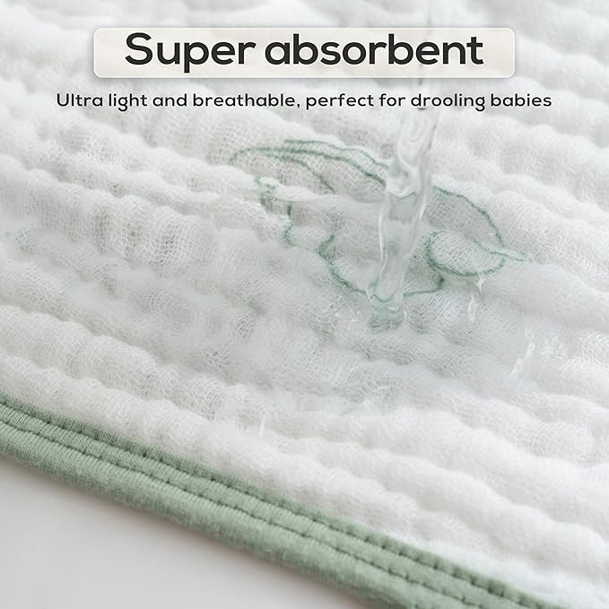 LILY O LAUREL Muslin Burp Cloths, 20"x10"- Pack of 8, 6 Layers Super Soft Absorbent & Breathable 100% Cotton for Baby Drool and Messes, Burp Cloth Baby Boy and Burp Cloths Baby Girl