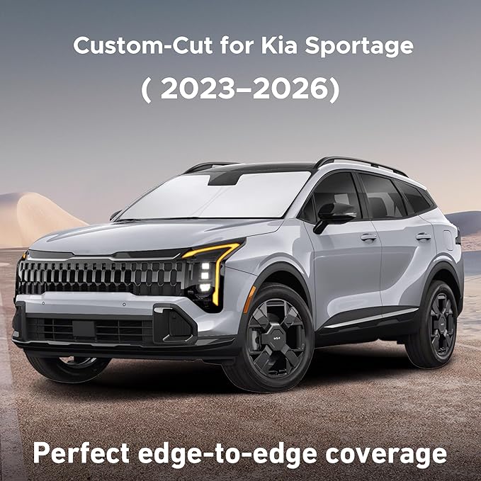 Econour Windshield Sunshade for Kia Sportage 2023-2024 2025 2026, Sun Visor for Front Windshield & Window Sun Shade Cover, UV Heat Blocker & Protector, Car Accessories