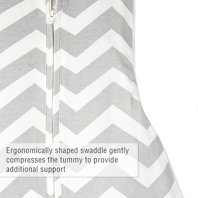 Woombie Grow with Me Baby Swaddle, Convertible Swaddle Fits Babies 0-9 Months, Expands to Wearable Blanket for Babies up to 18 Months, Sleepy Grey Chevron