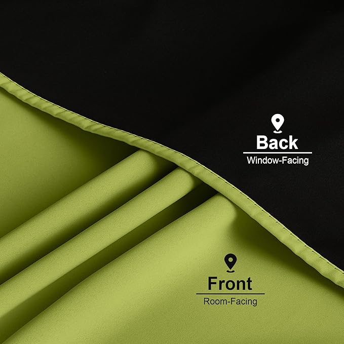 NICETOWN Forest Green 100% Blackout Window Curtain Panels, Cold and Full Light Blocking Drapes with Black Liner for Nursery, 84 Inches Long Drop Thermal Insulated Draperies (52 inches Wide, 2 Pieces)