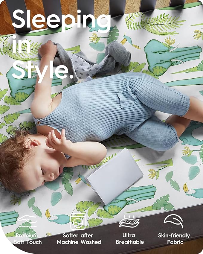 TotBasic Premium Soft boy Crib Sheets, Ultra Breathable Crib Fitted Sheet, Super Stretchy Baby Bed Sheets 28''x52''x9'' Extra Deep Pocket