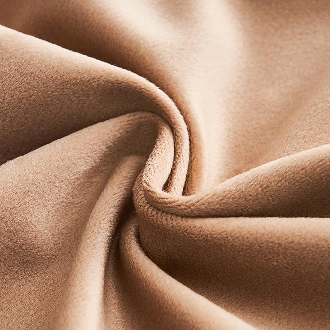 Topfinel 92 Inch Long Velvet Black Out Custom Drapery 2 Panels,Blush Beige Blackout Sun Blocking Tab Top Curtains Room Divider, Internet Famous Textured Curtains 52" X 92", Bay Window