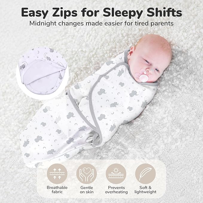 Baby Swaddle Sack, Organic Swaddle Blanket, Newborn Swaddle Sack, Adjustable Baby Wrap Sling, Easy Swaddle for 0-3 Months Boy and Girl