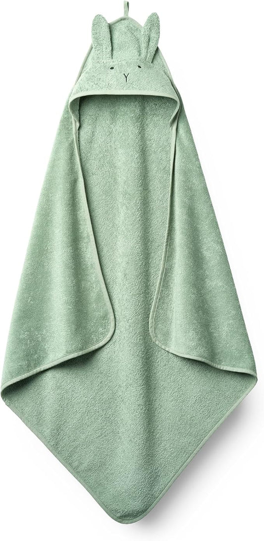 Baby Hooded Towel – Organic Cotton Baby Bath Towels – Baby Towels, Baby Bath Towels for Baby Boy, Baby Girl, 32" x 32" Super-Soft and Absorbent Baby Towels for Newborn (Rabbit Roman Green)