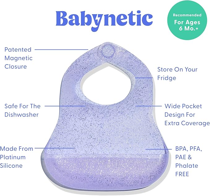 Babynetic Magnetic Silicone Baby Bib – Waterproof, Dishwasher Safe, BPA Free Food-Grade, Feeding Bib for Infants and Toddlers