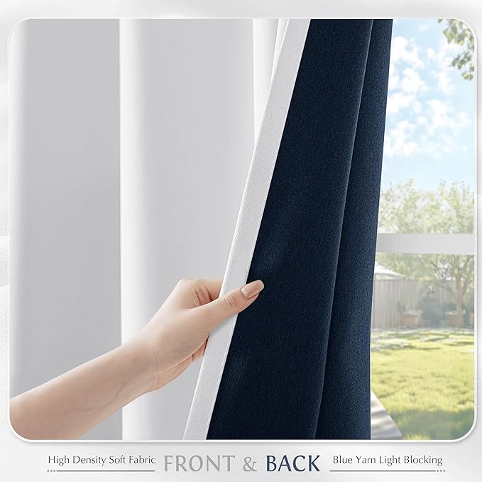 Beauoop White 100% Blackout Curtains 84 Inch Long 2 Panels for Bedroom Living Room Solid Room Darkening Thermal Insulated Soundproof Energy Saving Grommet Top Window Treatment Drapes,52x84 2 Set