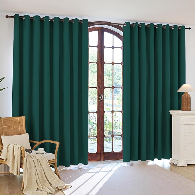 100% Blackout Curtains 95 Inch Length for Bedroom Living Room, Grommet Thermal Insulated Room Darkening Drapes, Light Blocking Window Treatment Decor, 2 Panels, 54x95, Sapphire