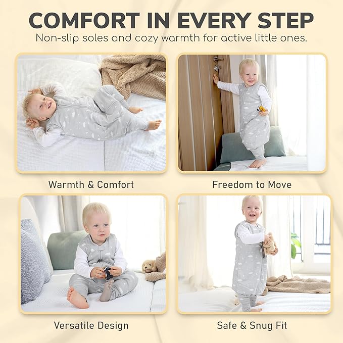 Mama Cheetah Toddler Sleep Sack with Feet 2T, 0.5 TOG Organic Cotton Baby Wearable Blankets with Legs, Baby Sleeping Bag for Walkers, Early Walker Medium