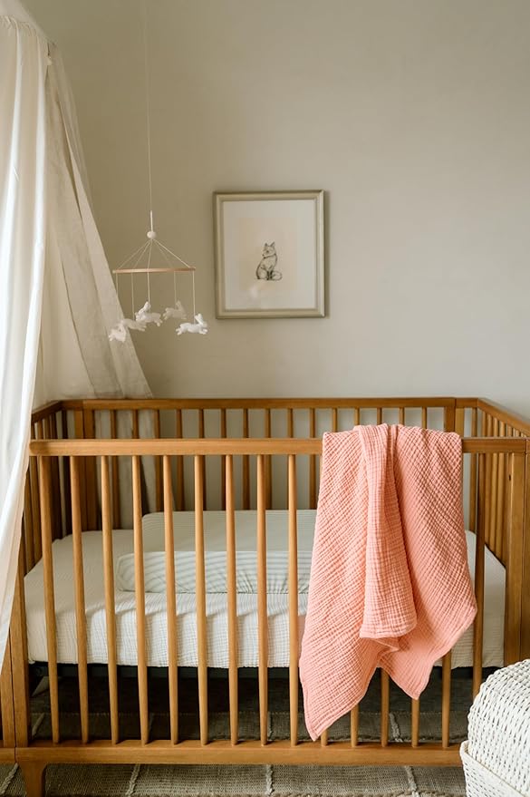 Oilo Changing Pad Cover, Breathable Organic Cotton Fitted Jersey, 300 Thread Count, Machine Wash, Fits Standard Changing Pads (32" x 16"), Heirloom Organic Collection, Sea Moss Sage Green Stripe