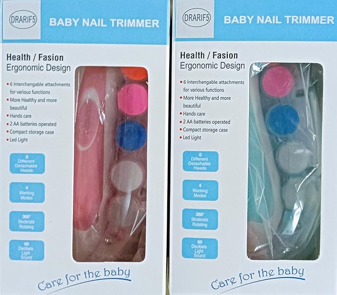 Drarif Baby Nail Trimmer Electric 14 in 1 Manicure Set with four Extras Safe Baby Nail File Kit Portable Quite with LED light. Electric Nail File Baby Finger or Toe Nails, for Baby as well as Mothers.