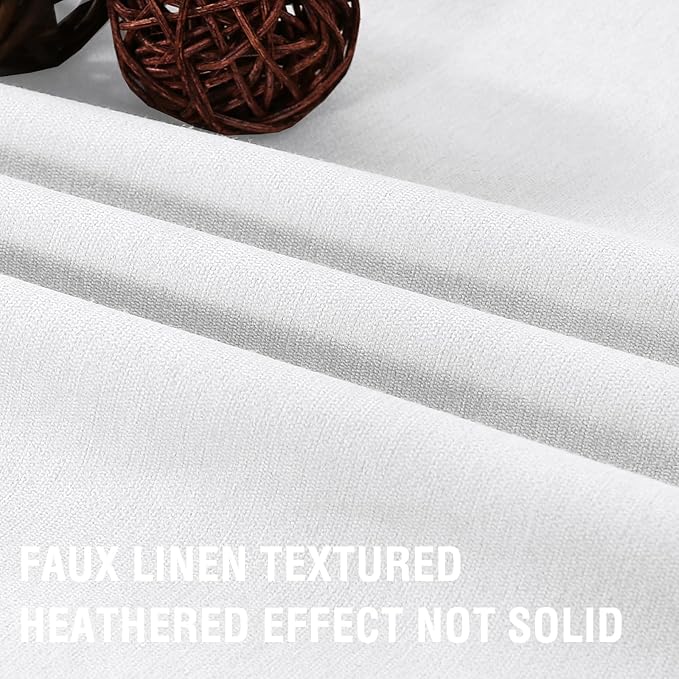 H.VERSAILTEX 100% Blackout Curtains for Bedroom Thermal Insulated Linen Textured Curtains Full Light Blocking Drapes Living Room Curtains 2 Panel Sets, 52x108 Inch, Heather White(Not Solid)