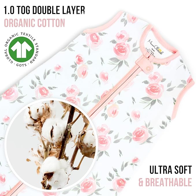 Baby Sleep Sack 1.0 TOG, Organic Cotton Baby Wearable Blanket with Two-Way Zipper, Swaddle Transition Baby Sleeping Bag, All-Season Sleep Sack for Newborn Infant Toddler Boy Girl, 2-Pack, 18-24 Month