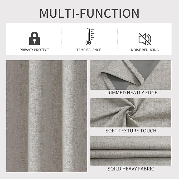 Joydeco Custom Textured 100% Blackout Curtain for Bedroom and Living Room. Grommet Textured Thermal Insulated Room Darkening Curtain 1 Panel (Custom Size and Color)
