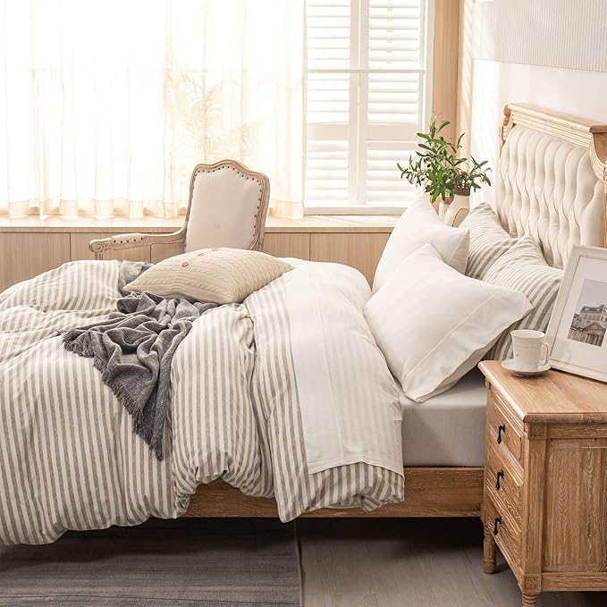 PURE ERA Jersey Knit 4pc Bed Sheet Set 100% T-Shirt Cotton Super Soft Comfy Breathable Fits Mattress Up to 20" Extra Deep Pocket(Solid Off White,Queen)