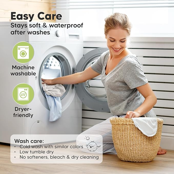 2-pk Waterproof Bassinet Sheets Girls, Boys, Cotton - 33x17 Universal Bassinet Mattress Pad Protector Cover, Compatible with Graco, Baby Delight, Chicco, Halo Bassinest Swivel Sleeper Fitted (Elly)