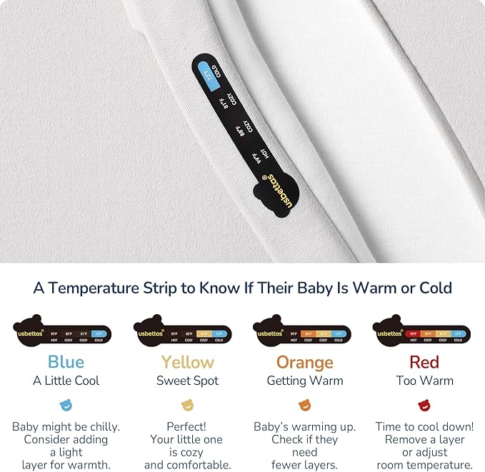 usbettas 1.0 Tog 2.5 Tog Baby Sleep Sack, 100% Cotton Baby Sleeping Bag 3-24M, 2-Way Zipper Baby Wearable Blanket