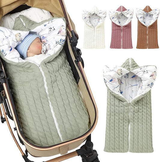 Yanmucy Baby Swaddle Blanket Multifunction Wrap Knitted Sleeping Bag Newborn Baby Receiving Blankets Stroller Wrap for 0-12 Months (Green)