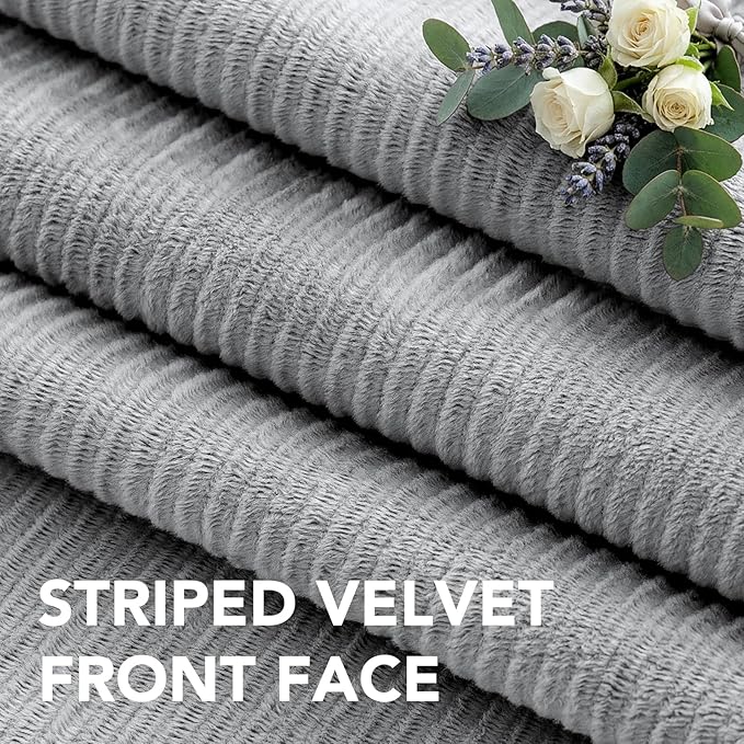 H.VERSAILTEX Velvet 100% Blackout Curtains for Living Room Full Light Blocking Curtains Thermal Insulated Room Window Drapes Soft Luxury Curtains Grommet Top 2 Panels (55" W x 63" L, Gray)