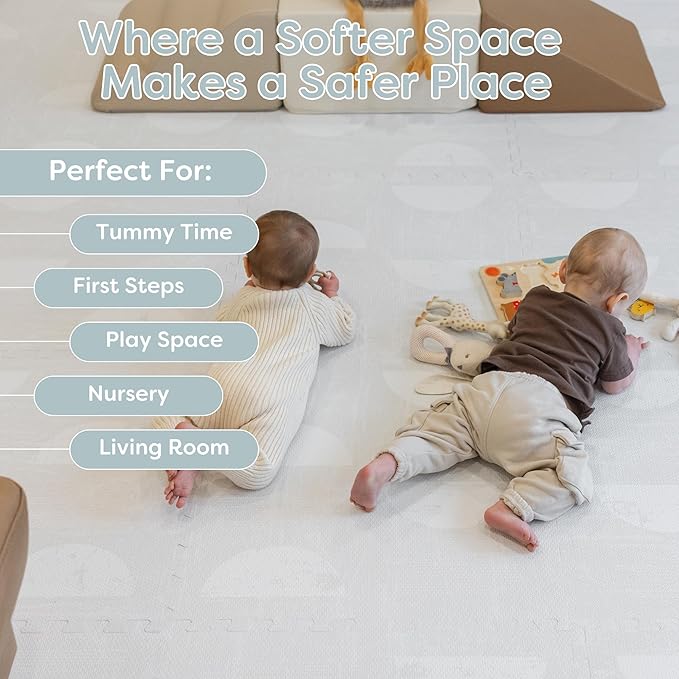 Baby Play Mat for Floor - Aura Pearl (6x6ft) - Premium EVA Foam Play Mat for Babies & Toddlers (Ages 0-5+) Non-Toxic Playmat for Tummy Time, Crawling & Playroom - Stylish & Comfortable