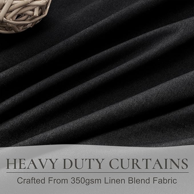 Blackout Curtains 108 Inches Long, Modern Pinch Pleated Linen Drapes for Sliding Glass Doors Heat&Cold Blocking Black Out Curtains 106 inch-110 inch Window Living Room 2 Panels Elegantes Summer