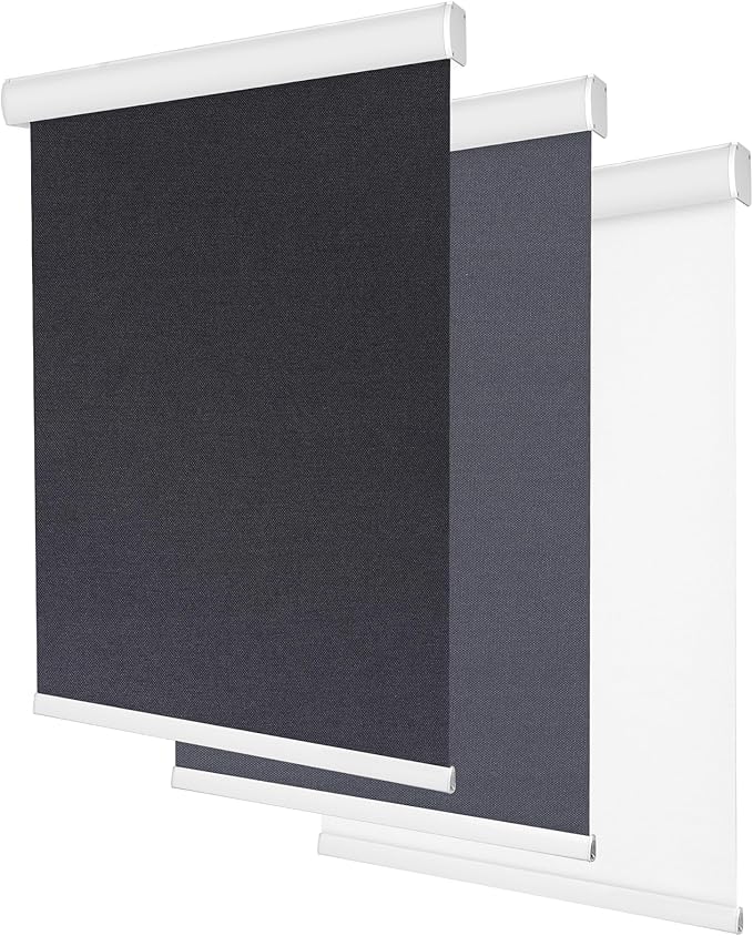 Allesin 100% Blackout Cordless Roller Shades for Windows, Free-Stop Shades, Thermal Insulated, UV Protection, Waterproof Fabric, Easy to Install for Home, Office, Bathroom (Black 39 x 72)