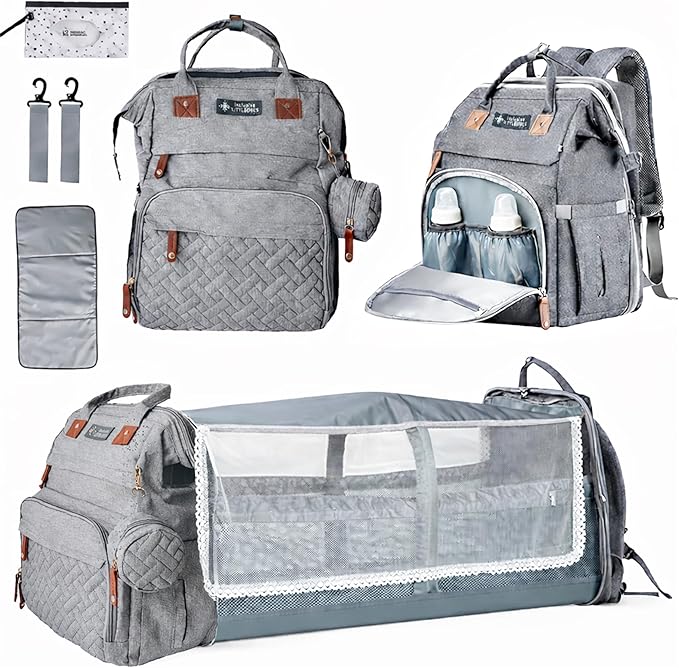 Baby Diaper Bag Backpack with Changing Station, Large Capacity, USB Port, Pacifier Case, Mosquito Net & Wipes Bag Stylish Travel Bag for Boys, Girls, Moms & Dads, Shower Gift