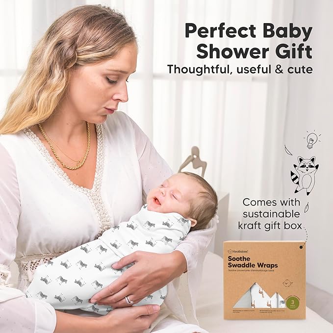 3-Pack Organic Baby Swaddle Sleep Sacks - Swaddles for Newborns, Infant 0-3 Months, Baby Girls, Boys, Soft & Snug Newborn Sleep Sack, Nursery Swaddling Blankets (The Wild)