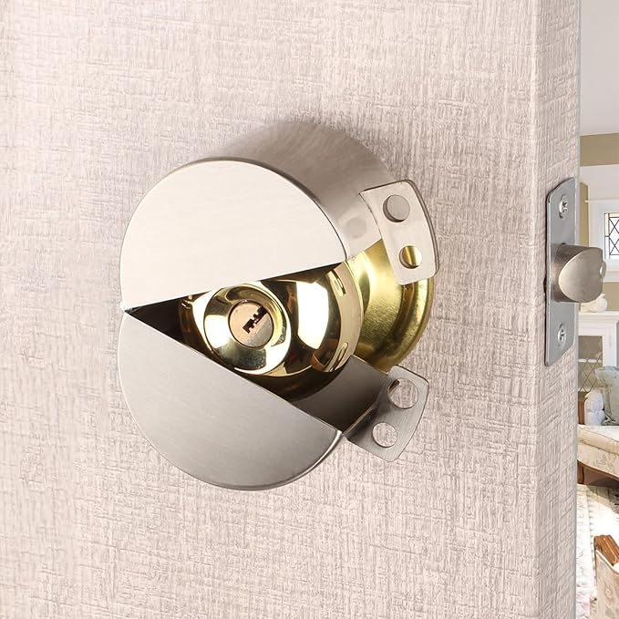 Door Knob Lockout Device Child Safety Doorknob Locking Cover Door Handle Lock,Prevents Access to Keyholes, Turing and Operating Door Knob, Stainless Steel