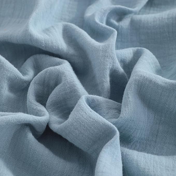 NTBAY 2 Pack Muslin Cotton Crib Sheets, Soft and Breathable Double Layer 28x52 Baby Crib Sheets for Standard Crib and Toddler Mattresses, Boys, Girls, Unisex, Sky Blue, 28x52 Inches