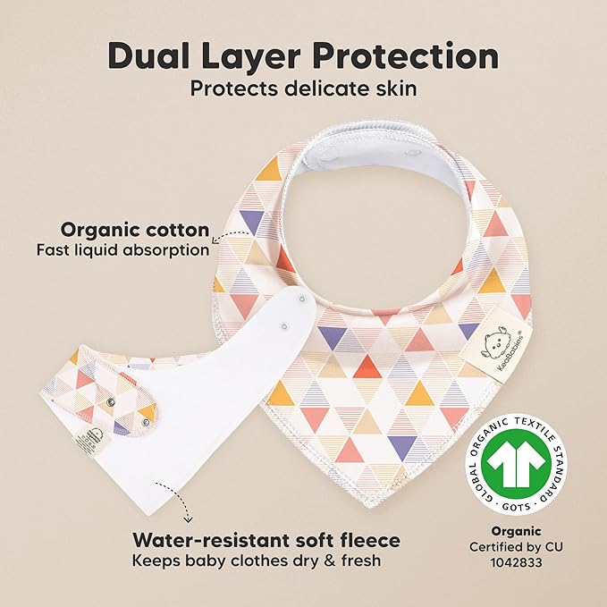KeaBabies 8-Pack Organic Baby Bandana Bibs for Girls - Super Absorbent Triangle Baby Bibs for Drooling and Teething Infant, 100% Cotton Extra Soft for Newborn, Infant 0-36 Months (Prism)