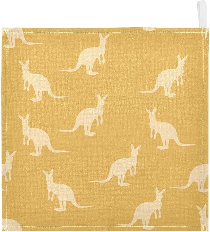 vvfelixl Kangaroo Australia Animals Baby Burp Cloths Baby Muslin Washcloths for Boys Girls Cotton Baby Face Towel for Newborn Infants Soft and Absorbent 11.8 X 11.8 in, 5 Pack
