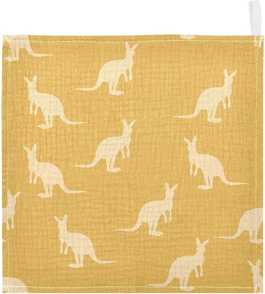 vvfelixl Baby Muslin Washcloths Kangaroo Australia Animals Baby Burp Cloths Cotton Baby Face Towel for Newborn Infants Boys Girls Soft and Absorbent 11.8 X 11.8 in, 3 Pack